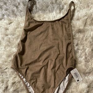 Taupe high cut swimsuit one piece